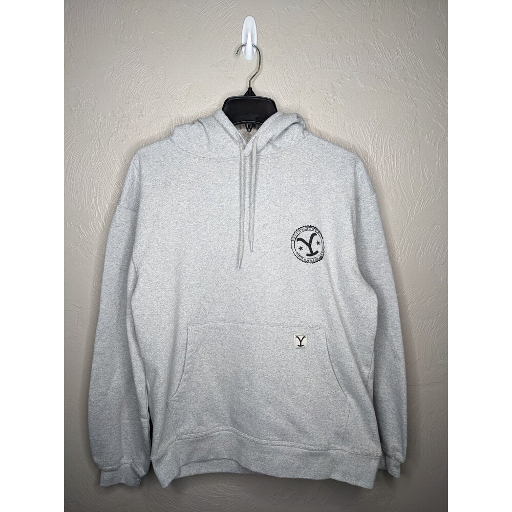 Yellowstone Mens Medium Gray Dutton Ranch Relaxed Fit Hooded Pullover Sweatshirt